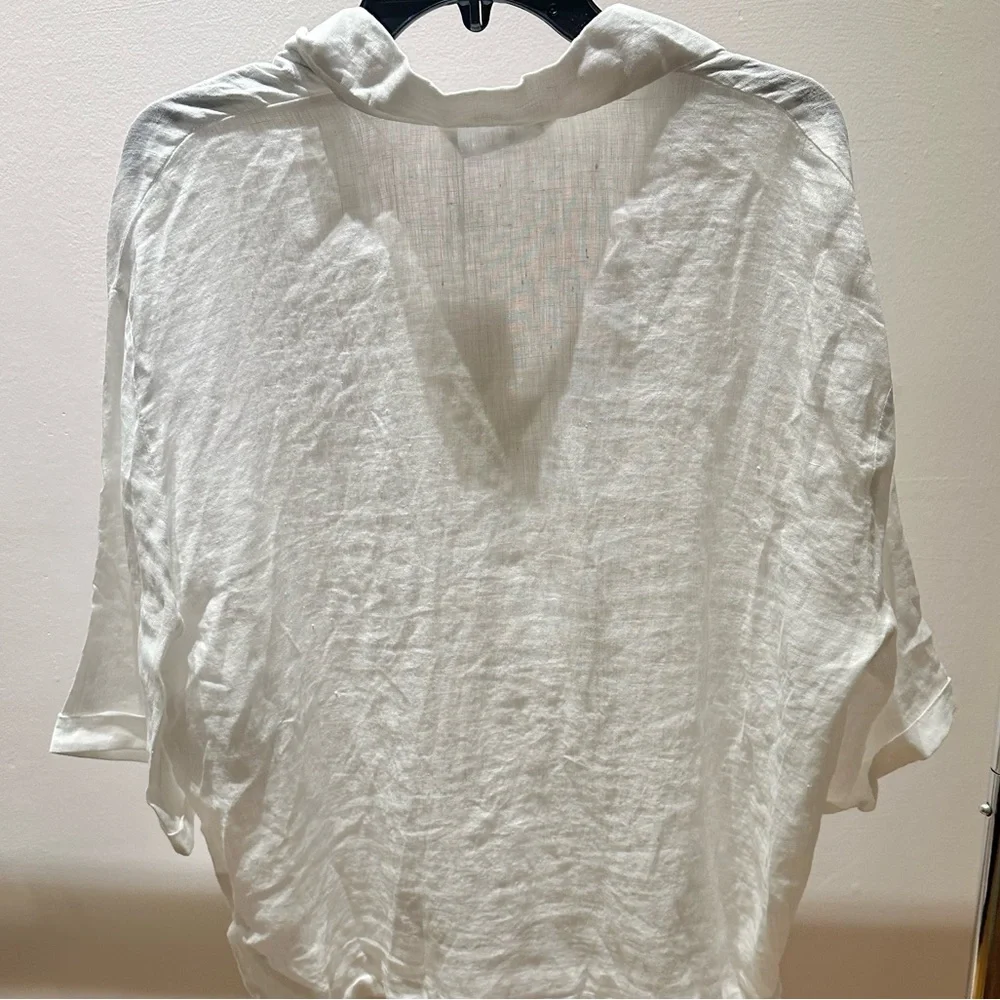 Zara White Lightweight Linen-Blend Button Shirt - Picture 9 of 9
